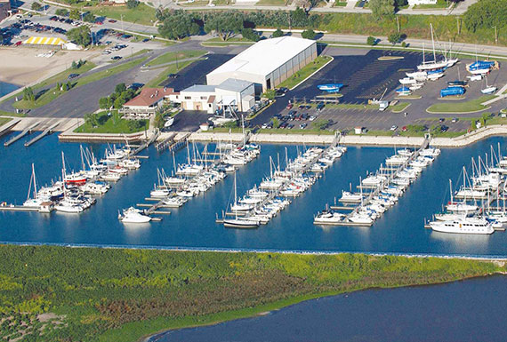 Aerial view of Manitowoc Marina